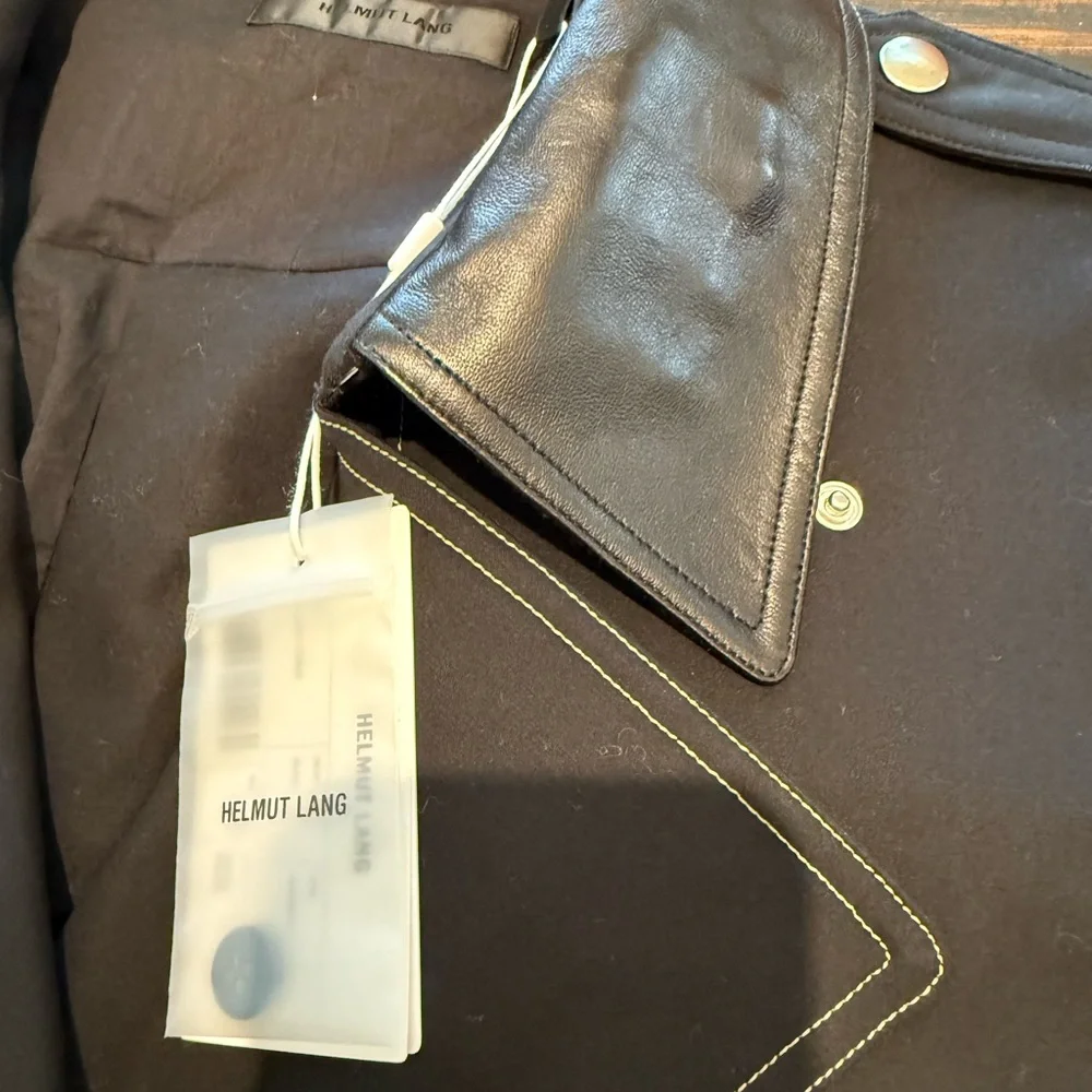 Helmut Lang NWT Black Cropped Trench Coat with Leather Accents - Picture 9 of 16